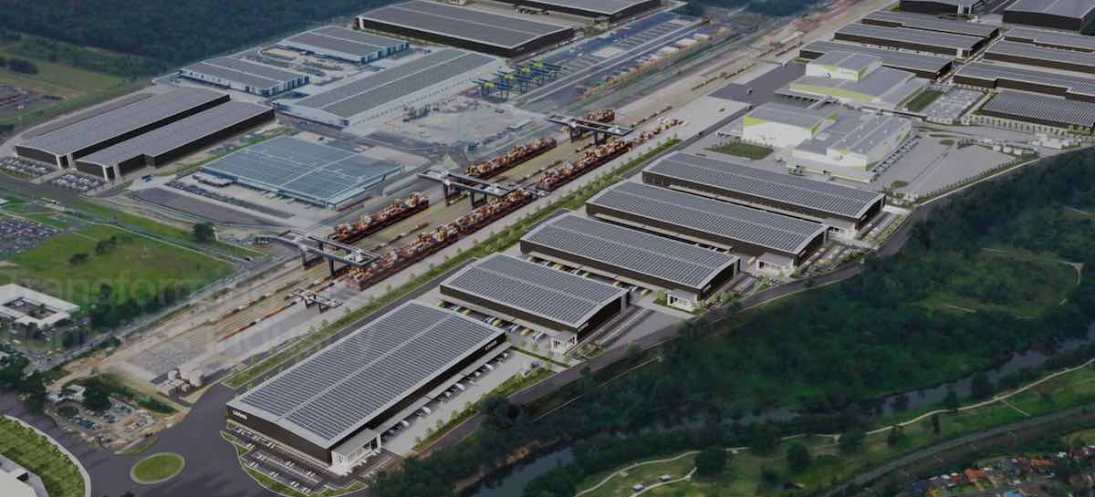 Artists rendering of the solar covered Moorebank Logistics Park